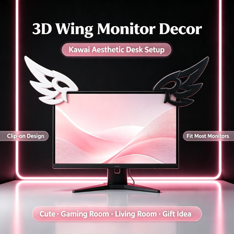 Desk Setup Gifts - Décoration d'écran d'ordinateur 3D Kawaii en