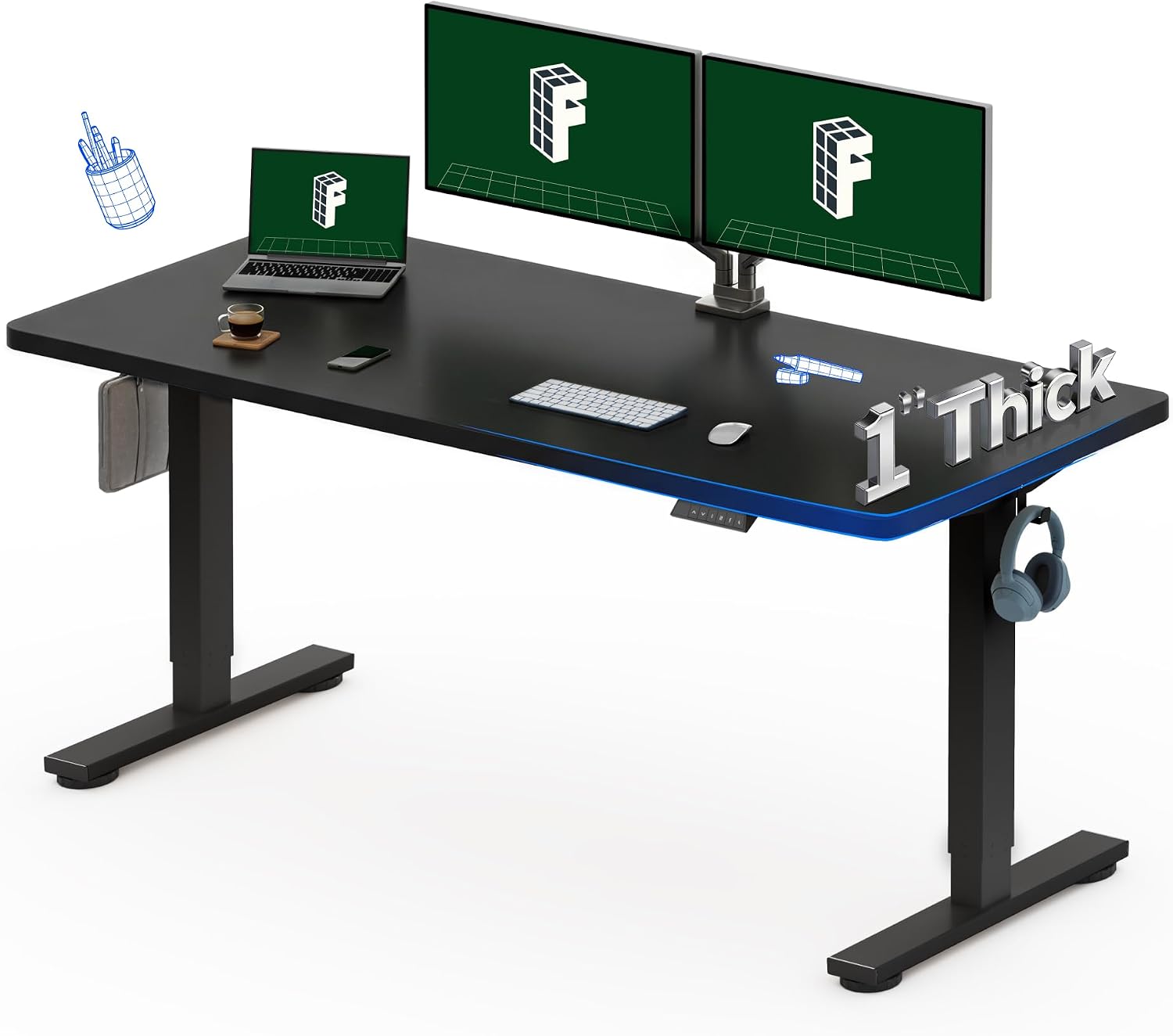 Desk Setup One Monitor - Bureau debout électrique FLEXISPOT 60