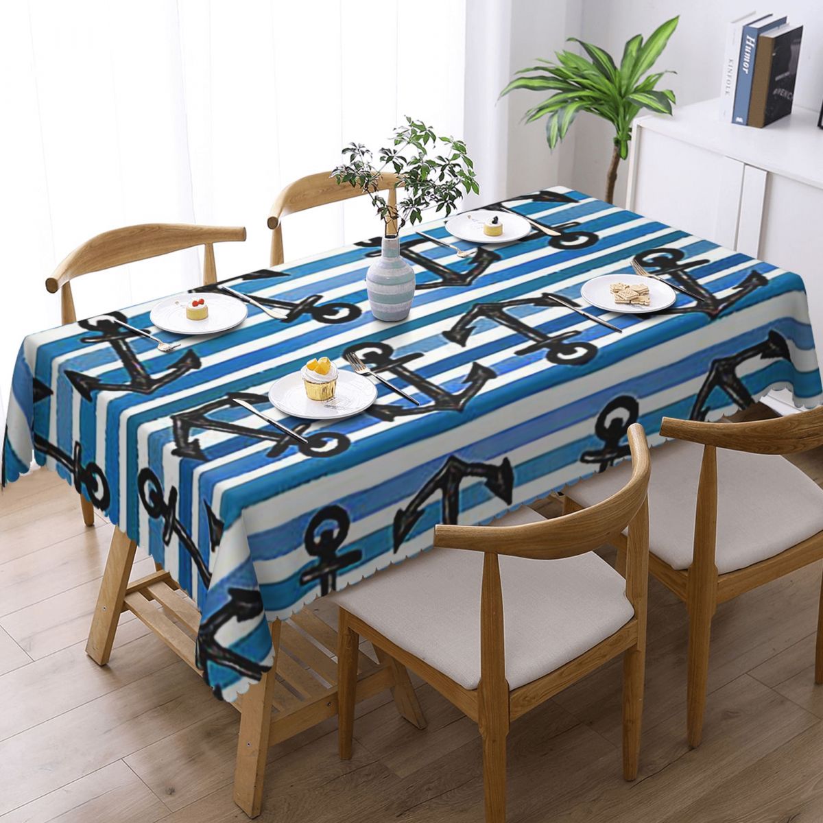 Desk Setup Wallpaper - Nappe rectangulaire imperméable bleu marine avec