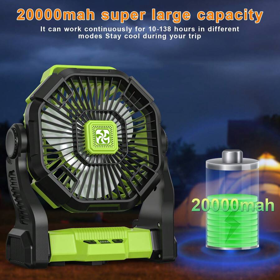 Desk Setup Gear - Ventilateur portable alimenté par batterie 20000mAh