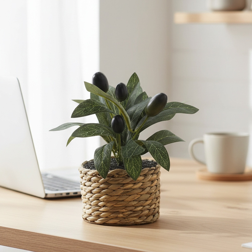 Desk Setup At Home - Plantes artificielles, olivier de poche, plantes