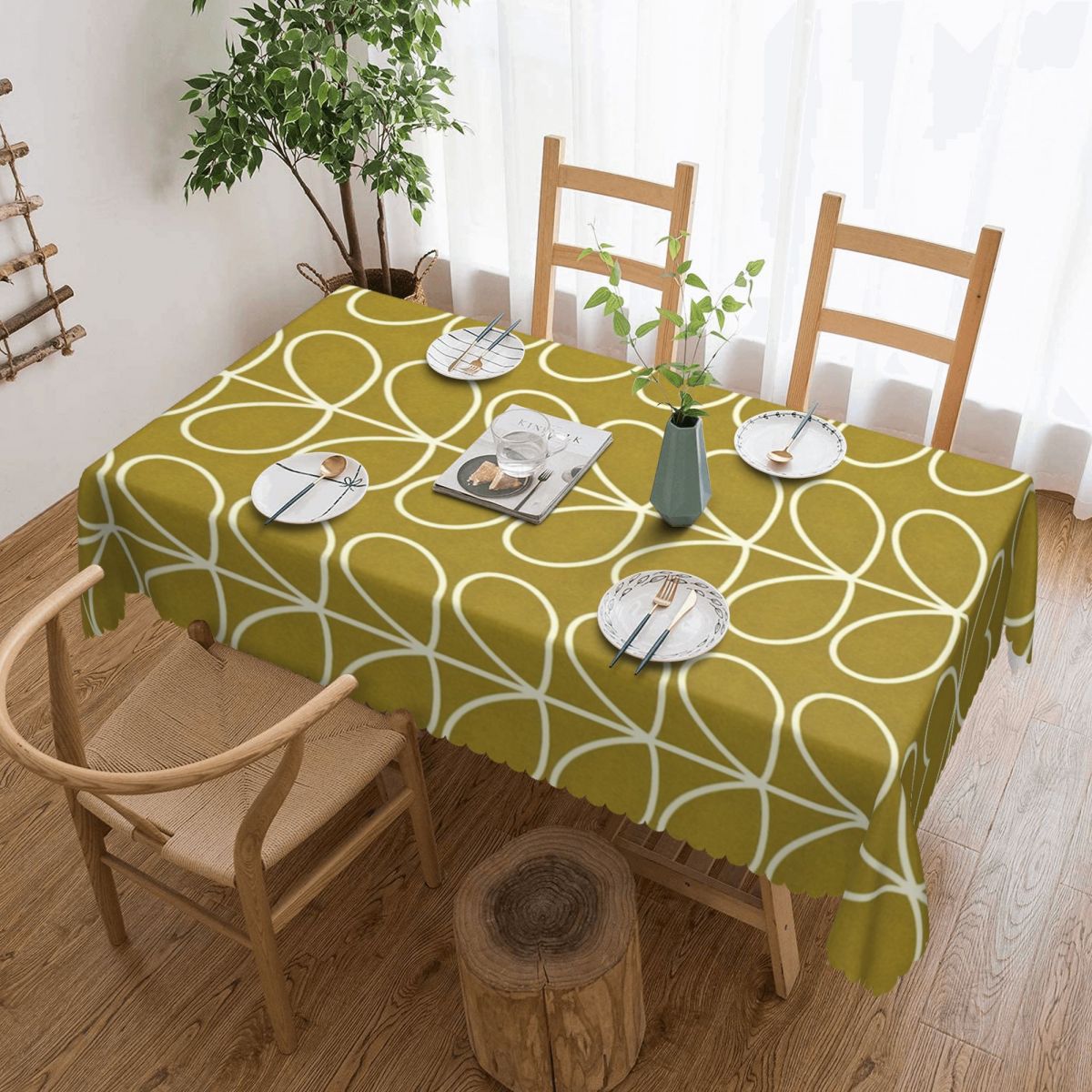 Desk Setup Wallpaper - Orla Kiely-Nappe rectangulaire à tige multiple,