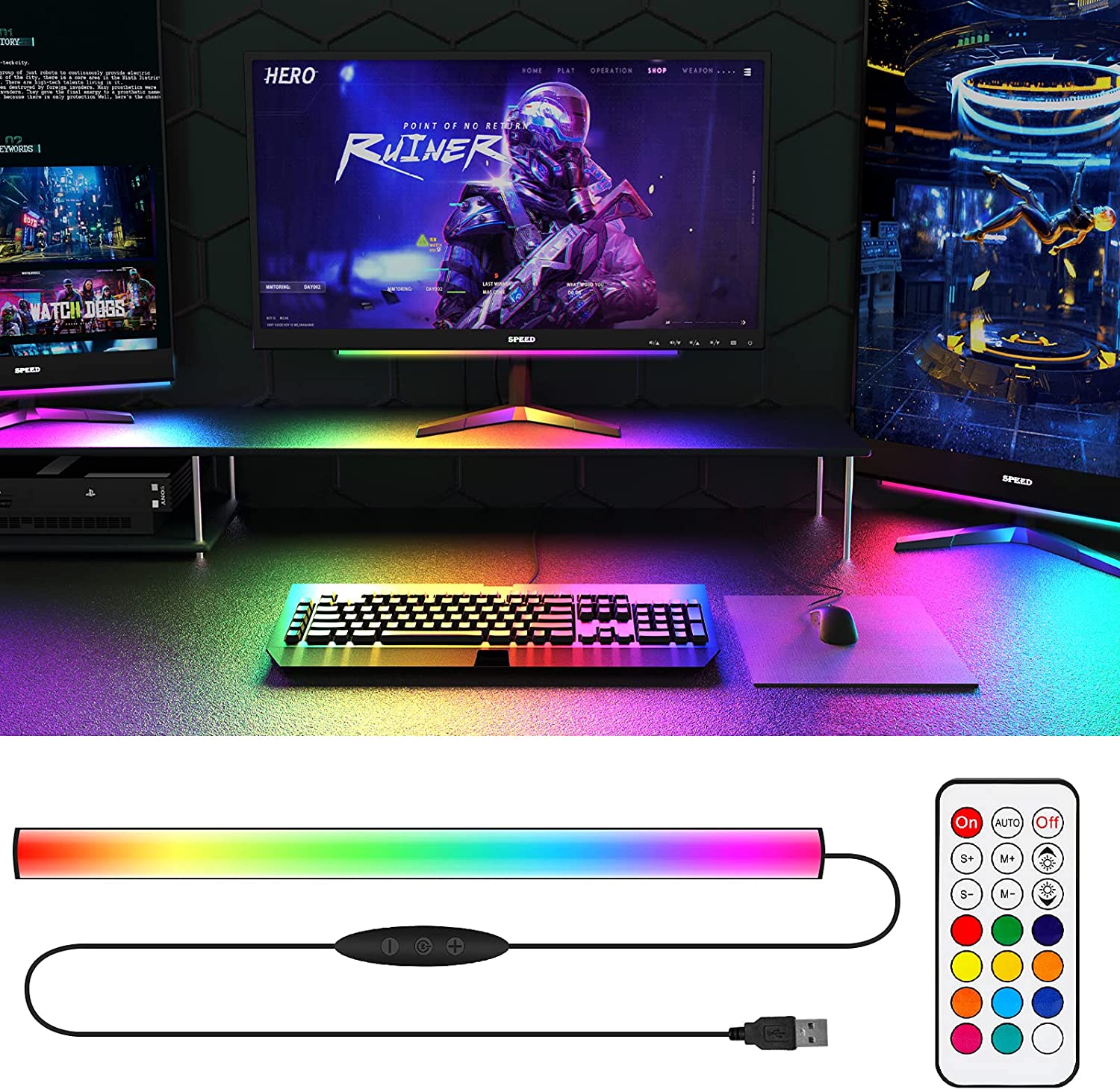 Desk Room Setup - Barre lumineuse RGB Dreamcolor, panneau néon