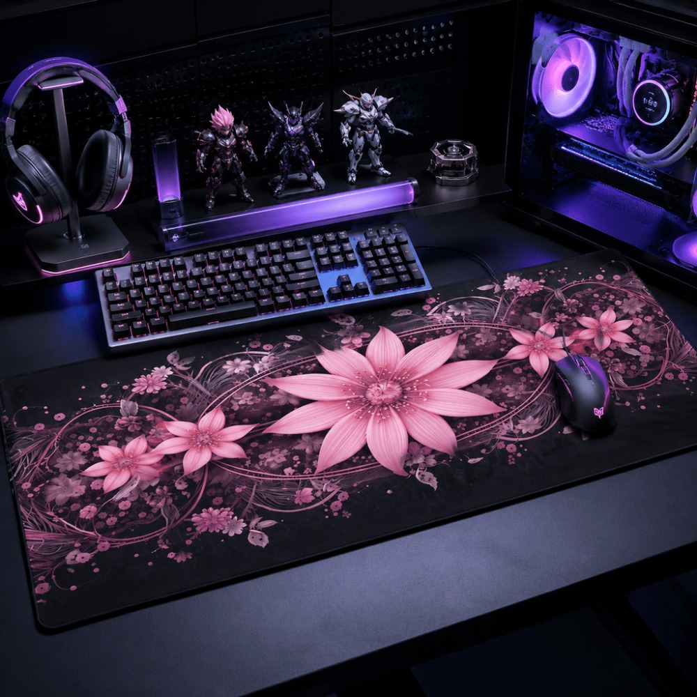 Tapis de table allongé à fleur - Desk Setup Background avis et prix