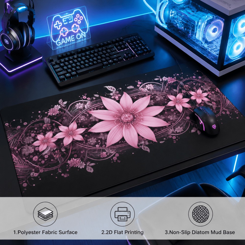 Tapis de table allongé à fleur - Desk Setup Background avis et prix