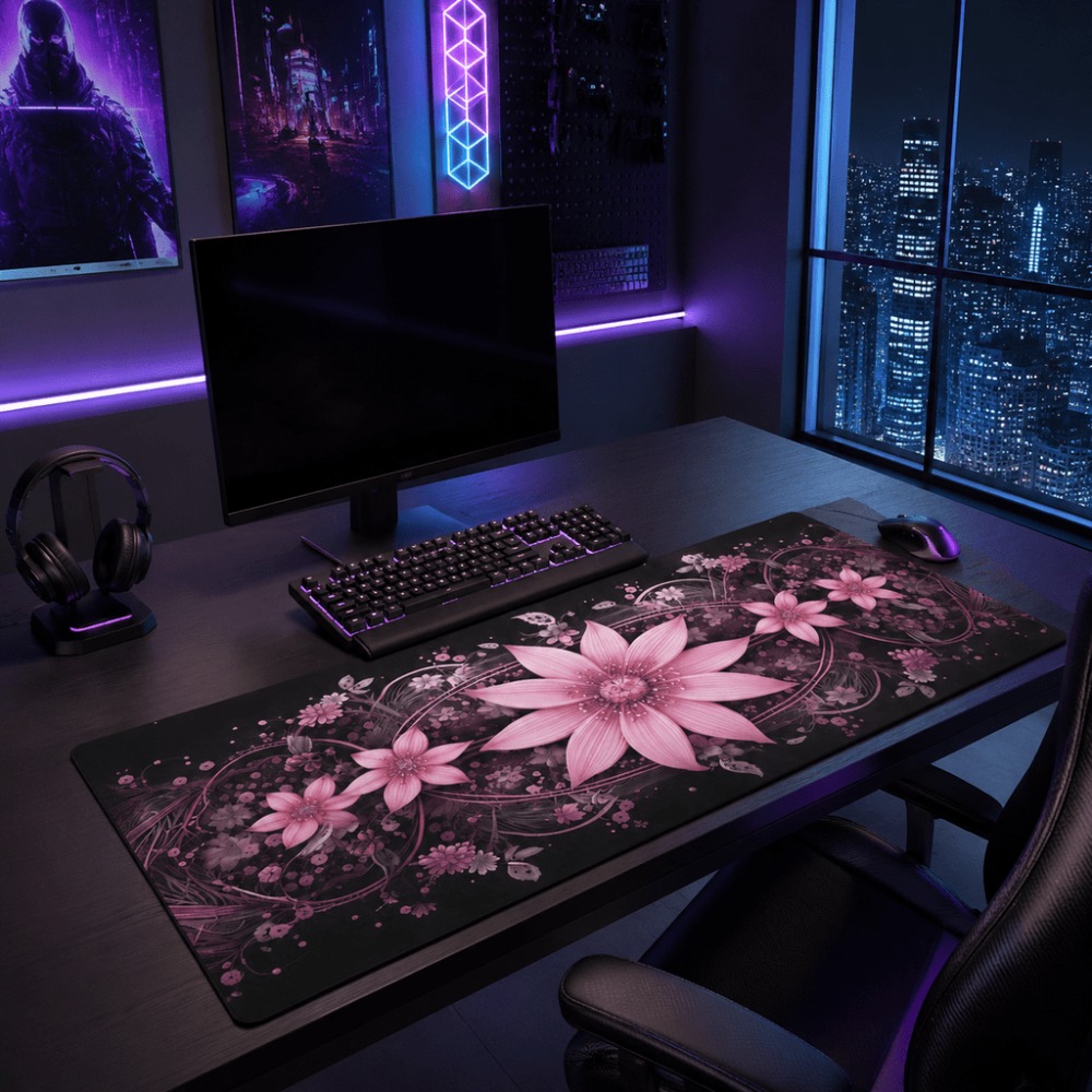 Tapis de table allongé à fleur - Desk Setup Background avis et prix