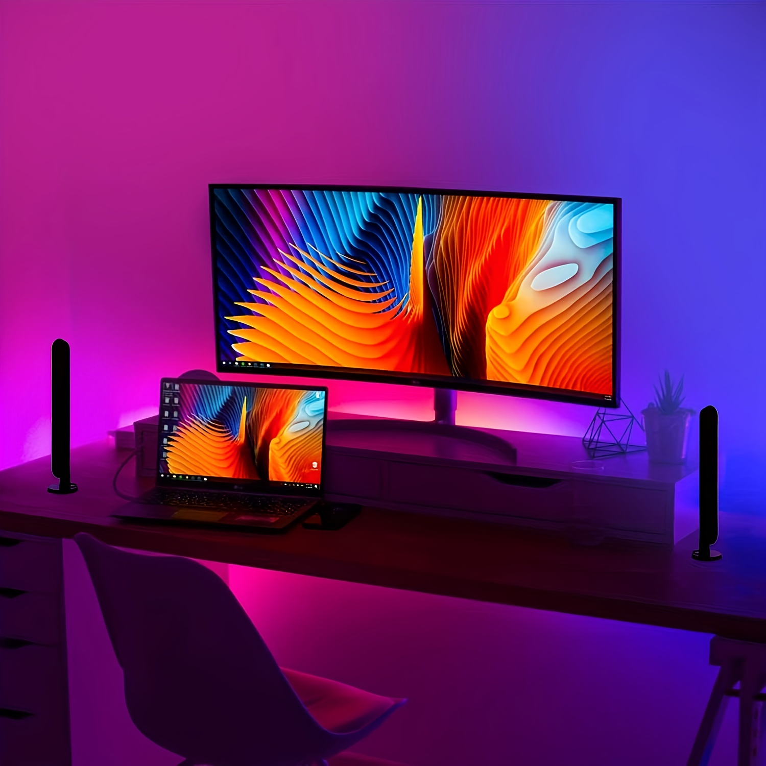1/2pc LED bureau intelligent R - Desk Setup Background avis et prix